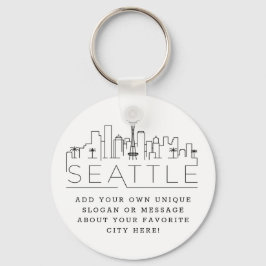 Chaveiro Seattle Stylized Skyline | Slogan Personalizado
