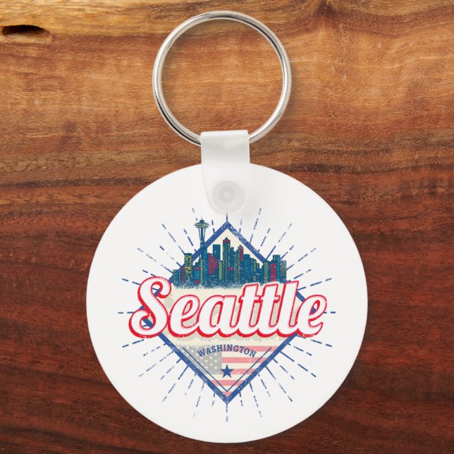 Chaveiro Seattle Washington EUA City Skyline EUA (Frente)