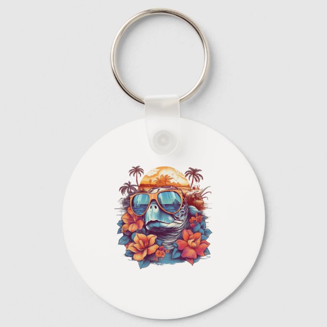 Chaveiro Seaturtle with sunglasses at the beach Copy (Frente)