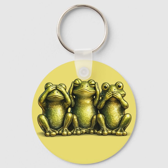 Chaveiro See Hear Speak No Evil Funny Frogs (Frente)