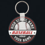 Chaveiro Segundo grau Baseball Club Personalizado Sports<br><div class="desc">Dons desportivos personalizados e mercadorias para a equipe desportiva escolar. Todos os textos são editáveis para ajustado da sua ocasião. A cor de fundo é editável usando a ferramenta design. Uma lembrança perfeita para o treinador escolar e mais velho graduados que também são atletas excelentes.</div>