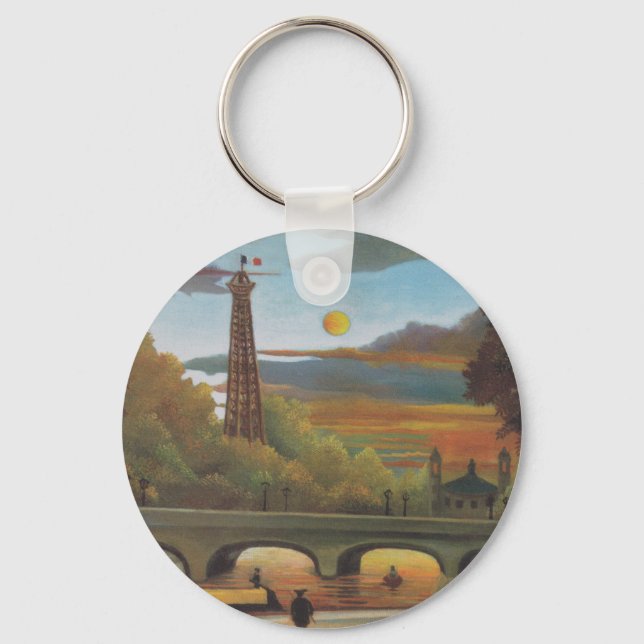 Chaveiro Seine e Eiffel Tower no Sunset por Henri Rousseau (Frente)
