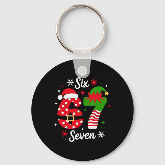 Chaveiro Seis Sete 67 Meme 6 7 Papai Noel Roupas de Natal p (Frente)