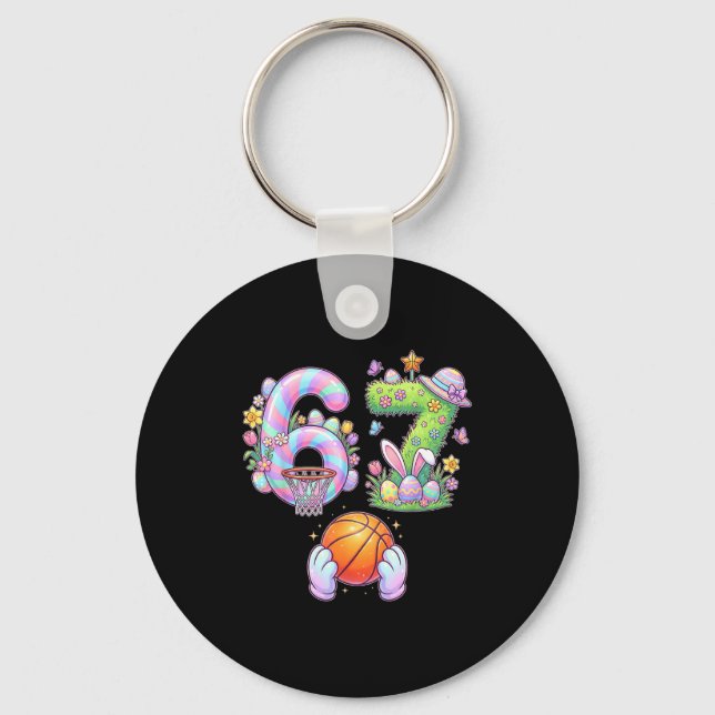 Chaveiro Seis Sete 67 Páscoa Crianças Basquetebol Coelho Ca (Frente)