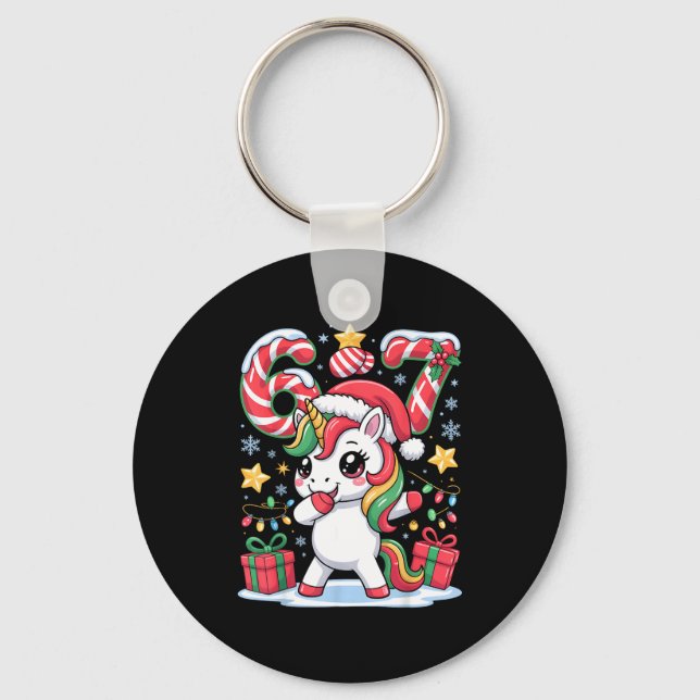 Chaveiro Seis Sete Natal Unicórnio Meme Engraçado Fofo Feri (Frente)