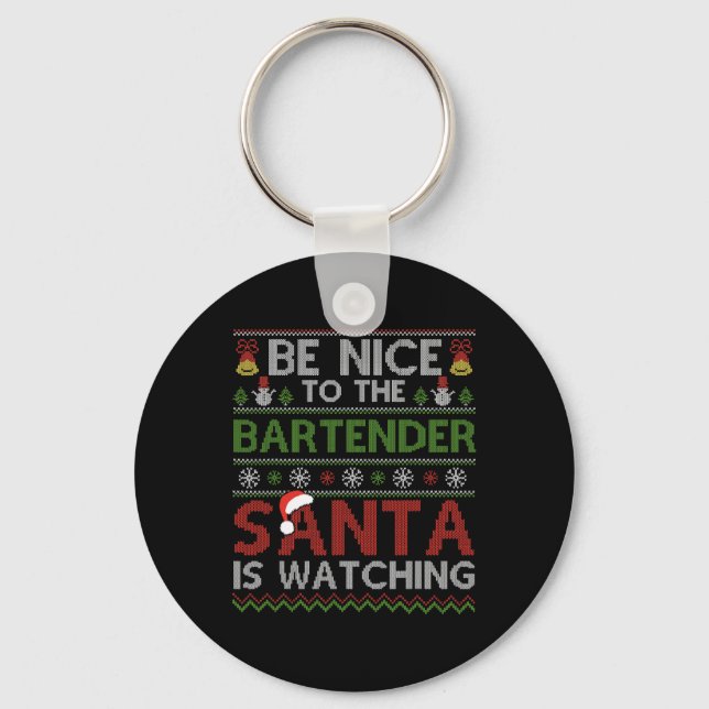Chaveiro Seja Bom Para Os Papais noeis De Bartender Ver O C (Frente)