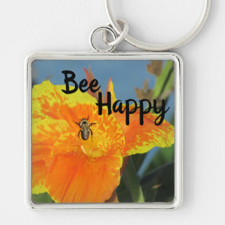 Chaveiro Seja Feliz Bebê, Pun Brilho Flor Laranja Foto Flor