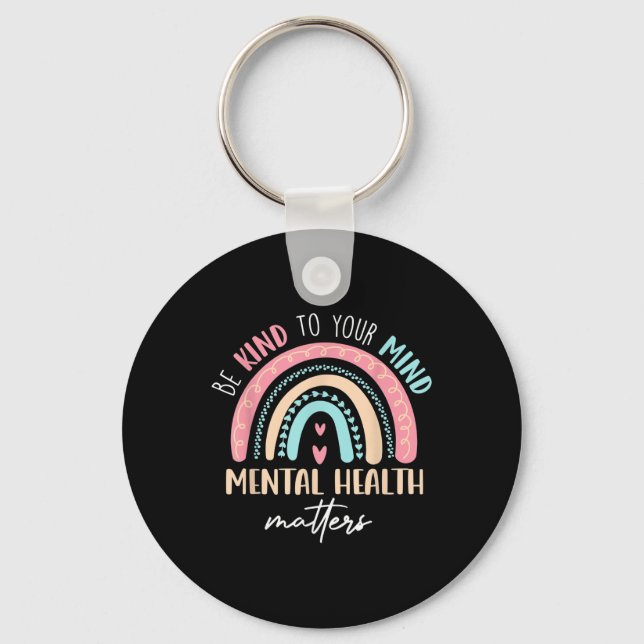Chaveiro Seja gentil com a sua mente Saúde Mental como cons (Frente)