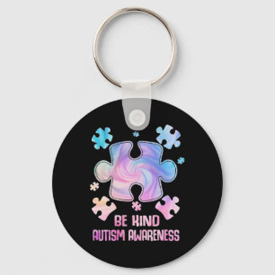 Chaveiro Seja gentil com peças Quebra-cabeça Tie Dye Autism
