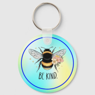 Chaveiro Seja Gentil Design Floral Abelha Fofa Inspirador