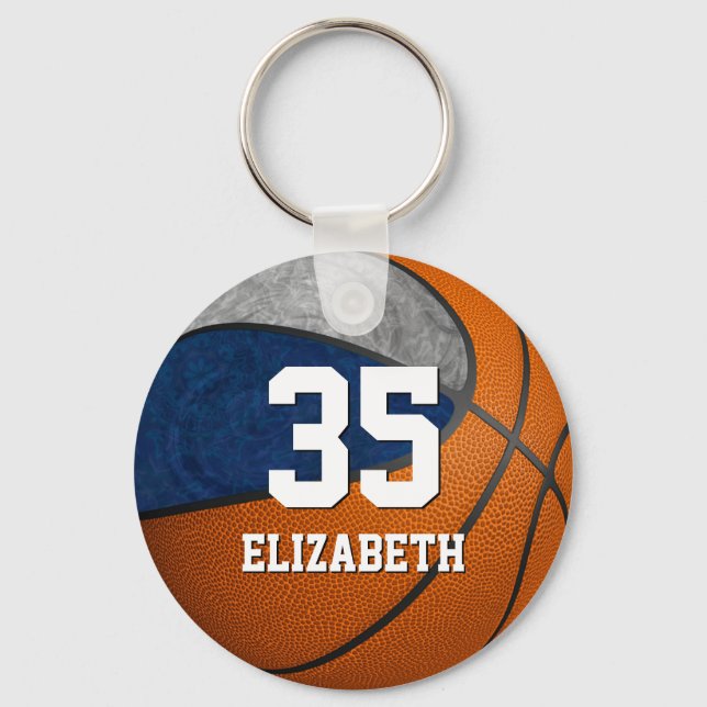 Chaveiro seleção de cinzas azul de basquete (Frente)