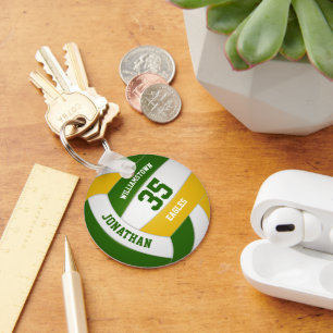 Chaveiro seleção de esporte de ouro verde cores voleibol fe