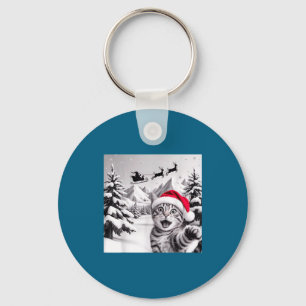 Chaveiro Selfie de Gato Com Papai Noel