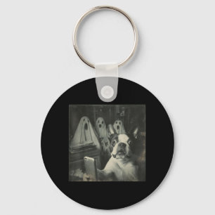 Chaveiro Selfie Engraçado de Boston Terrier com Fantasmas H