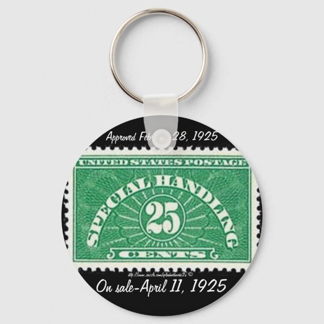 Chaveiro "Selo postal 'Manuseio Especial-1925-Vintage'" (Frente)