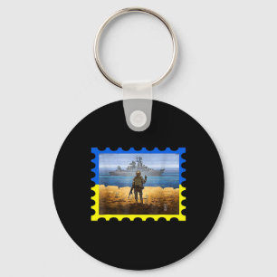 Chaveiro Selo Postal Vintage Retro Ucrânia Orgulho Bandeira