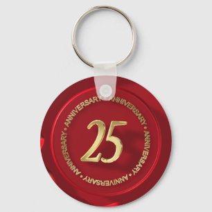 Chaveiro selo vermelho da cera do 25o aniversário