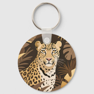 Chaveiro Selva Boho da Onça Dourada Vida Selvagem 