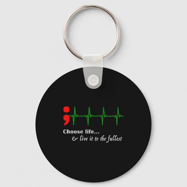 Chaveiro Semicolon Ekg Prevenção de Consciência Suicida (Frente)