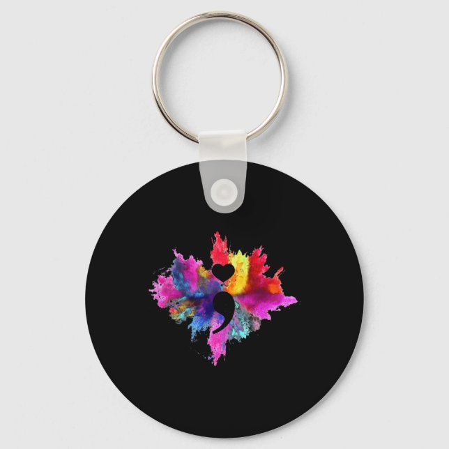 Chaveiro Semicolon em Forma de Coração na Prevenção do Suic (Frente)