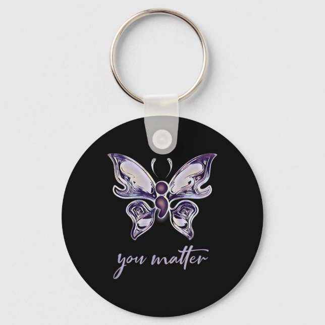 Chaveiro Semicolon Project Depression Awarting Butterfly Y (Frente)