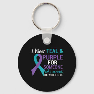 Chaveiro Semicolon Teal & Fita Roxa Suicida Awarene