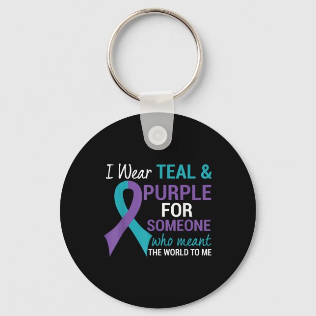 Chaveiro Semicolon Teal &amp; Fita Roxa Suicida Awarene (Frente)