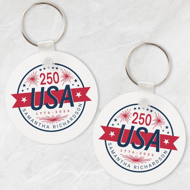 Chaveiro Semiquincentenário dos EUA - 250º Aniversário da A (USA Semiquincentennial America's 250th Anniversary Keychain)