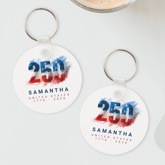 Chaveiro Semiquincentenário EUA Aniversário de 250 anos da  (Semiquincentennial USA America's 250th Anniversary Keychain)