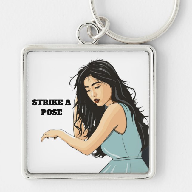 CHAVEIRO SENHORA ASIÁTICA "BUSCA UM POSE" (Frente)