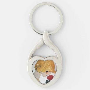 Chaveiro SENHORA COM Coração de Moda de Bela ROSA VERMELHA