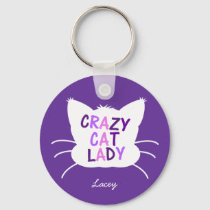 Chaveiro Senhora louca personalizada do gato - roxo