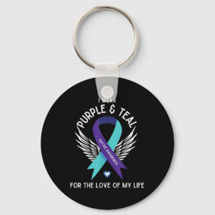 Chaveiro Sensibilização Suicida Eu Visto Teal E Roxo Pelo A