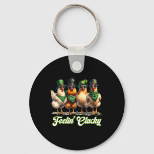 Chaveiro Sentindo-se Clucky Amante de Frangos Dia de São Pa