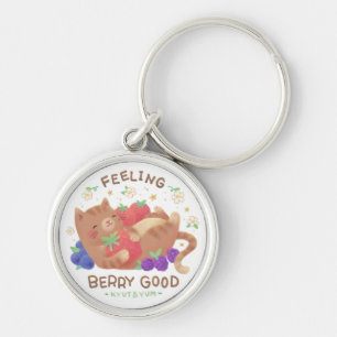 Chaveiro Sentindo-se Muito Bem: Gatinho Fofo com Frutas Ver
