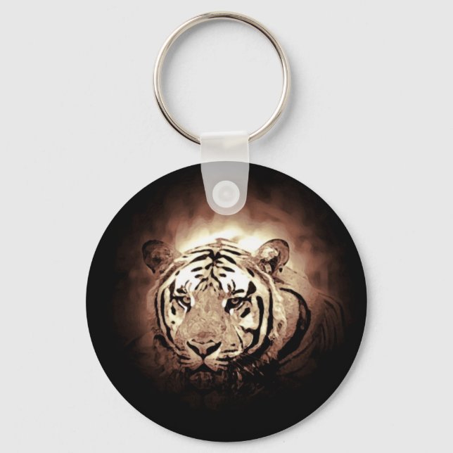 Chaveiro Sepia Color Tiger Wild Big Cat (Frente)