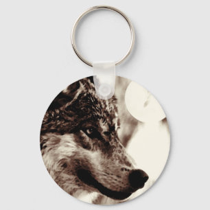Chaveiro Sepia Wolf & Moon