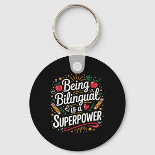 Chaveiro Ser Bilingue é Meu Superpoder Professor de Esl Esc