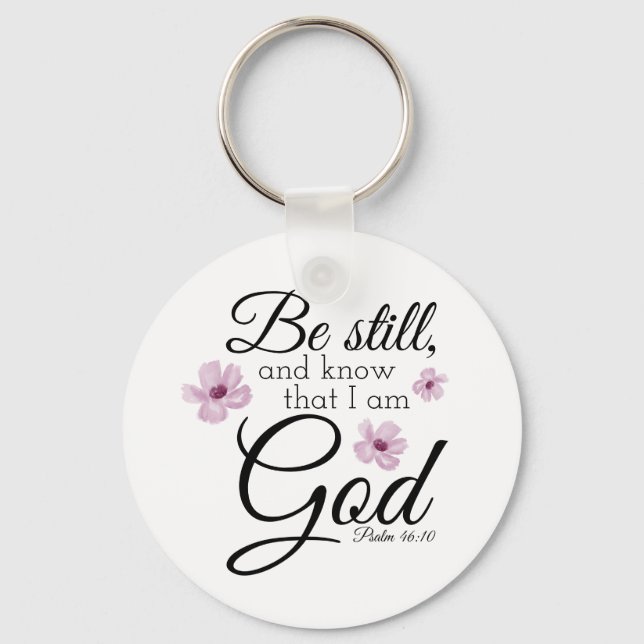 Chaveiro Ser Psalm 46:10 Flores De Púrpura De Aquarela (Frente)