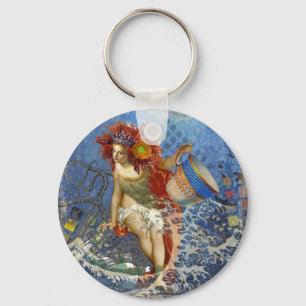 Chaveiro Sereia de Aquário Arte Azul Gótica