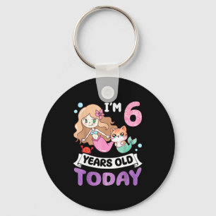 Chaveiro Sereia de gato Kawaii tenho 6 anos 6º aniversário