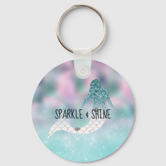 Chaveiro Sereia do Glitter de Teal Sparkle (Frente)