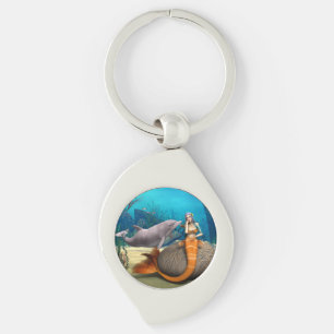 Chaveiro Sereia Sonhadora Golfinho Arte de Fantasia Subaquá
