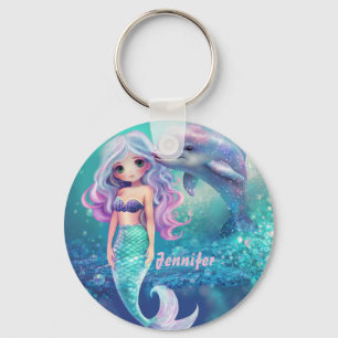 Chaveiro Sereia submarina e golfinho