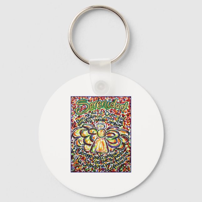 Chaveiro Serenity Prayer Angel (Texto Espanhol) (Frente)