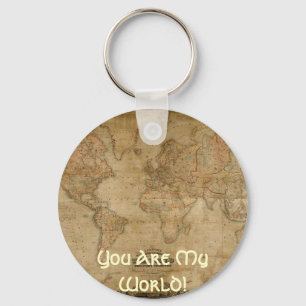 Chaveiro Série de Mapa Antiquado