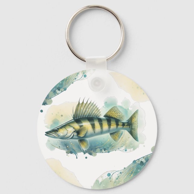 Chaveiro Série Watercolor: Zander/Walleye (Frente)