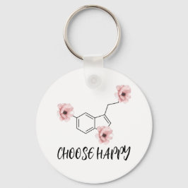Chaveiro Serotonina Molécula Flores Rosa Escolha Feliz