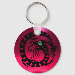 Chaveiro SERPENTEIE O DRAGÃO, preto, água-marinha azul,