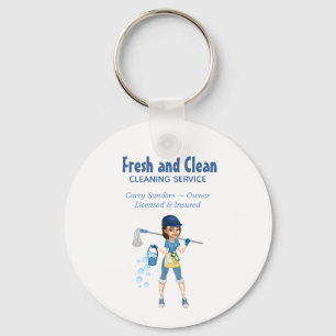 Chaveiro Serviço de Limpeza de Casa de Cartoon Bonito